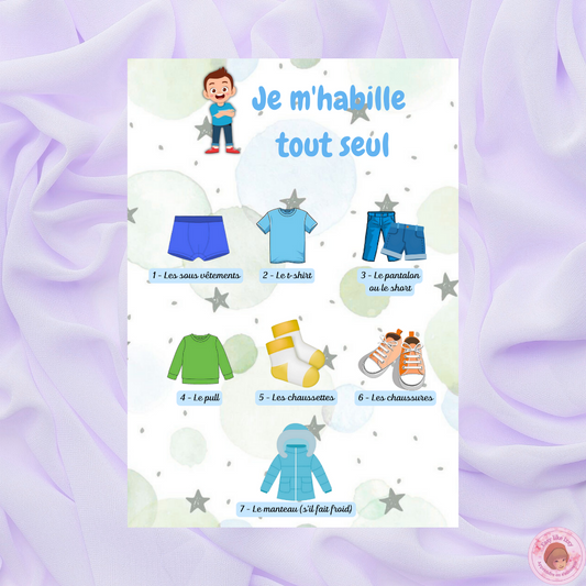 👕 Affiche éducative – Je m’habille tout.e seul.e