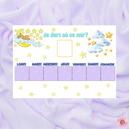 🌙 Planning visuel – Garde alternée « Je dors où ce soir ? »